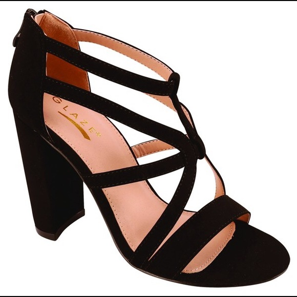 Black Chunky Strapped Heels - Picture 2 of 4